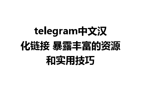 telegram中文汉化链接 暴露丰富的资源和实用技巧