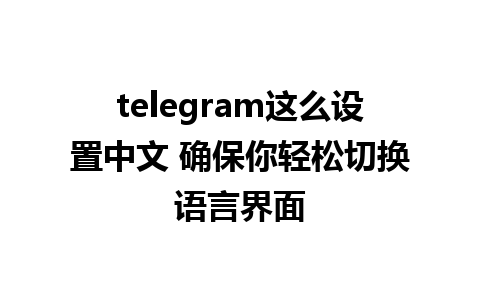 telegram这么设置中文 确保你轻松切换语言界面