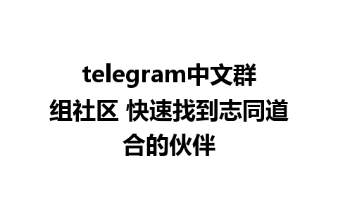 telegram中文群组社区 快速找到志同道合的伙伴