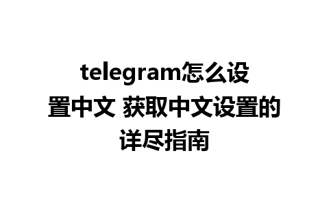 telegram怎么设置中文 获取中文设置的详尽指南