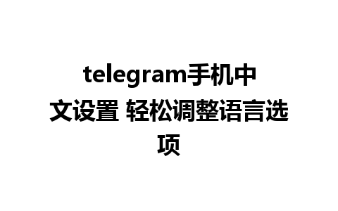 telegram手机中文设置 轻松调整语言选项