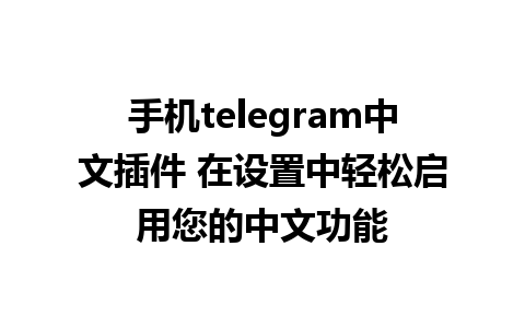 手机telegram中文插件 在设置中轻松启用您的中文功能